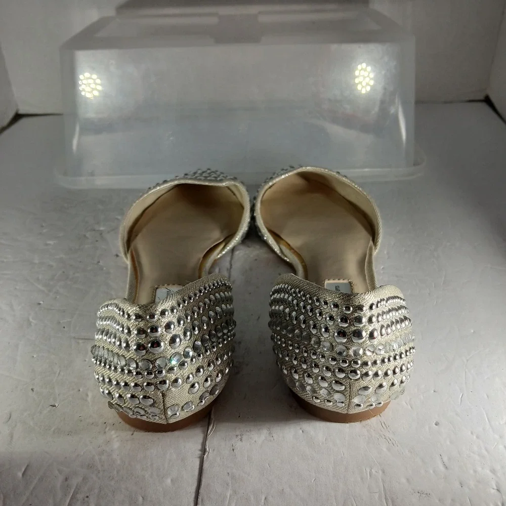 International Concepts Crescente2 Flats 8M Gold Rhinestone d'Orsay Sparkly Glam